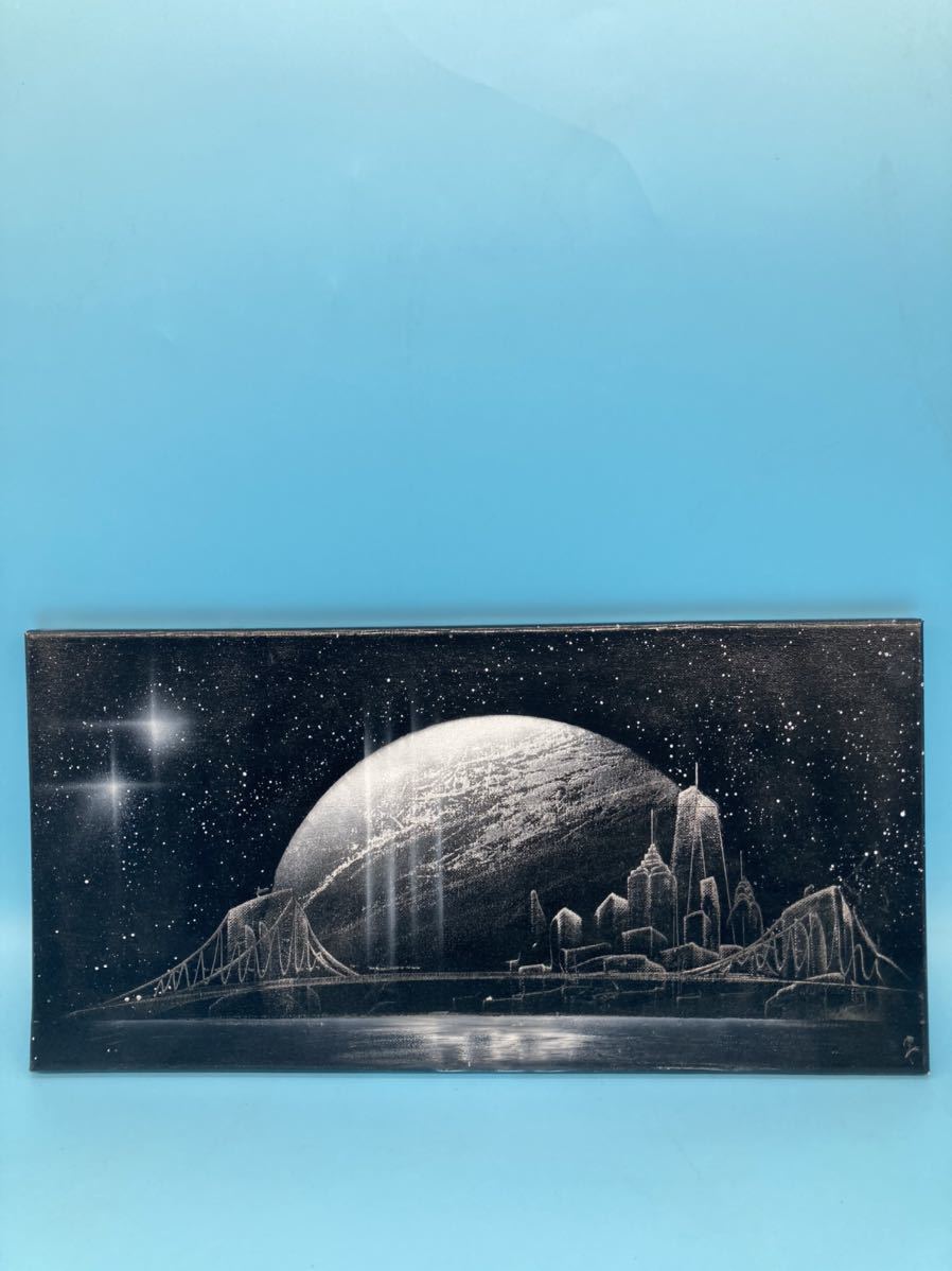 [A3111N029] Spray art ③ Hauteur 25 x Largeur 51 cm Space City Star Building Interior Élégant Noir Artiste inconnu, ouvrages d'art, peinture, autres