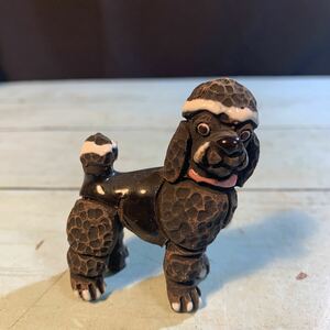 プードル トイプードル LEPS 黒 置物 犬 インテリア 人形 アンティーク ヴィンテージ ビンテージ ワンちゃん 犬の置物 (4325)