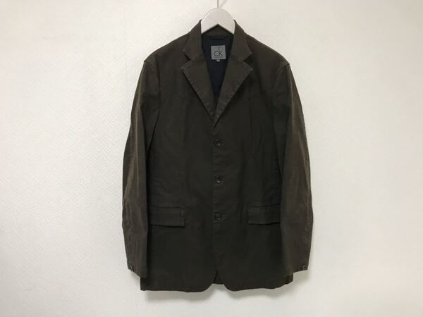 本物カルバンクラインCKCALVINKLEINコットンコートテーラードジャケットメンズビジネススーツカーキL