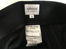 美品本物アルマーニコレッツィオーネARMANIストライプ柄レーヨンスラックスショートハーフパンツ黒レディース36ルーマニア製ビジネススーツ_画像3