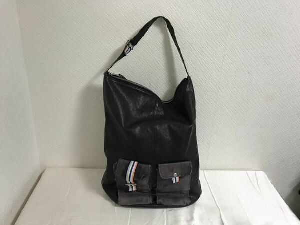 本物ジョセフオムJOSEPHhomme本革レザーキャンバスワンショルダーバッグビジネスバックレディースメンズ黒ブラック旅行トラベル