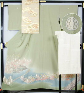 book@.... Japanese cedar .. work color tomesode ... double-woven obi, long kimono-like garment. set ratio wing less visit wear .book@.. used recycle kimono wedding tomesode .. kimono heaven .