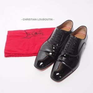 MN-0591-007 希少 クリスチャンルブタン CHRISTIAN LOUBOUTIN エナメル ドレスシューズ 44 メンズ ブラック系