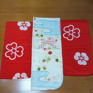 古生地 正絹 振袖のお袖 リメイク生地 ちりめん細工 両面生地 絞り 刺繍 はぎれ 古布 和柄