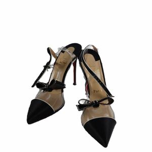 美品　Christian Louboutin　クリスチャンルブタン レディース パンプス シューズ　靴　Naked Bow 100 PVC and satin pumps　Version Black