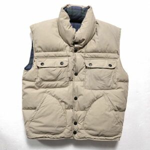 90's ノーティカ nautica リバーシブル コットン ダウンベスト (M) タン×ブラックウォッチ 90年代 旧タグ オールド