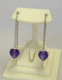  platinum * american earrings amethyst attaching *** natural stone ***