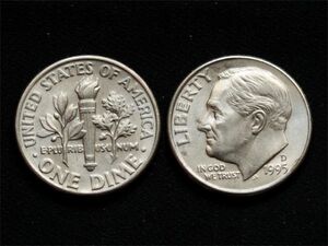 【アメリカ】 10セント 1995年 D ダイム DIME ルーズベルト 白銅貨