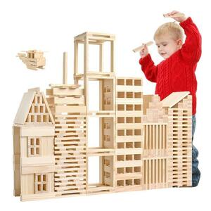 ブロック100個 大人も子供も遊べる！木製 木 想像力 板 知育 玩具 積み木 組み立て 頭の体操 超大作 自由自在
