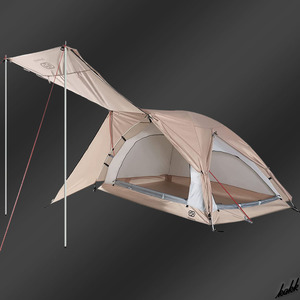 【星空を楽しめる】 ドームテント 1-2人用 ポール付き ツーリングキャンプ 前室あり 撥水機能 カップル アウトドア レジャー カーキ