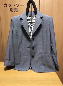 [新品] 激安・在庫処分　Mサイズ　レディーステーラードジャケット　ミセス竹混ジャケット　婦人デザインジャケット　紺色