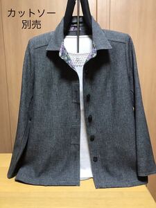 [新品] 激安・在庫処分　LLサイズ　レディースジャケット　ミセスジャケット　婦人ジャケット　黒グレーミックス色