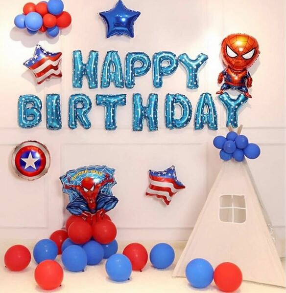 スパイダーマン バースデーバルーン 男の子誕生日　風船ふうせん飾り