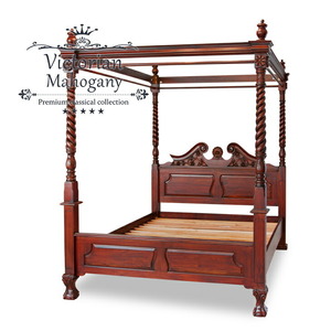  Victoria n series antique style double size with canopy . bed wooden mahogany middle . Europe manner . series interior MG203