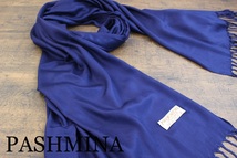 新品【Pashmina パシュミナ】ネイビー 紺 NAVY 無地 Plain 大判 ストール Cashmere100% カシミア_画像1