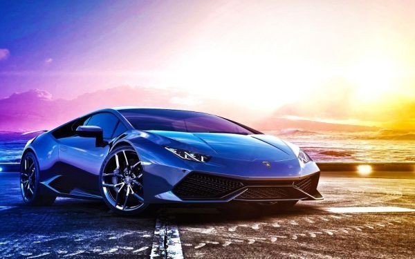 Lamborghini Huracan LP 610-4 Blue Metallic Painting Style Wallpaper Poster Extra Large Wide Version 921 x 576mm Peelable Sticker Type 006W1, car, motorcycle, Automobile related goods, others