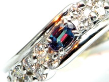 【宝石屋本舗】ブラジル産良質アレキサンドライト0.17ct　ダイヤモンド0.35ct　PT900リング（宝石鑑別書付）_画像4