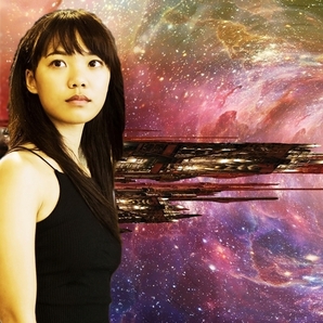 - jc436 女性画 ワームホール A4プリント アート 現代美術 pretty girl 幻想 銀河大戦 星座 天体 星雲 美人画 美女画 美少女画 女子画