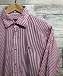 Burberry Black Label Burberry Black Label рубашка с длинным рукавом розовая полосатая вышивка для шланга 39 мужчин