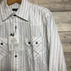 未使用品 BURBERRY BLACK LABEL バーバリーブラックレーベル 長袖シャツ ハンドワッシャー加工 スリット糸 サイズ３ メンズ