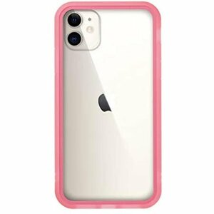 在庫処分品 Natural design iPhone11 (6.1インチ) HYBRID SQUARE ジャケット型 新素材繊維ガラスケース クリアピンク iP19_61-HYS04