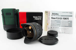 ニコンFマウント用　Sigma 15mm F2.8D EX Fisheye 元箱付き フルサイズ対応 超広角レンズ 魚眼レンズ