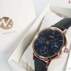 unused WIRED f AGET725 wristwatch quartz lady's 31mm width rose Gold navy SEIKO Wired ③