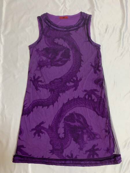vivienne tam ヴィヴィアンタム　ワンピース　ドラゴン　dragon 龍　ドレス　dress メッシュ　アーカイブ　archive 紫　purple
