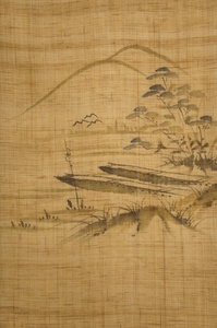 Art hand Auction 盛夏名古屋带 特选麻白色手绘船秋草图案 N13407, 乐队, 名古屋带, 现成