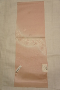 特選新品渡敬うすピンクローズ手縫い相良刺繍帯揚E11157