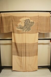  silk men's beige ground paint brush eyes .. box root map long kimono-like garment temporary . feather [G13915]