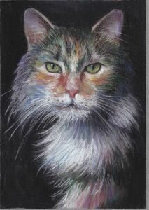 Art hand Auction ☆Original illustration: Dmitry Olena Boss Cat, artwork, painting, pastel painting, crayon drawing