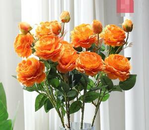 * hand made *..5 pcs set * flower 10 head * artificial flower * art flower * orange series *