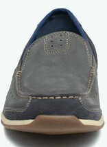 送料無料 CLARKS 26cm スリッポン ネイビー ブルー レザー ビジネス オフィス カジュアル スーツ ローファー スニーカー ブーツ YYY127_画像9