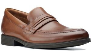 送料無料 CLARKS 26cm ペニー ローファー ダーク タン ブラウン ビジネス スニーカー コイン レザー スーツ スニーカー ブーツ YYY126