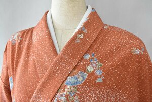 【桜庭呉服店】 着物 小紋 扇面 秋草文 花 おしゃれ 身丈159cm 裄丈65.5cm