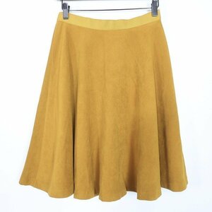 [ beautiful goods ]INED Ined * flair skirt knee height suede style size 9 mustard series *W9835