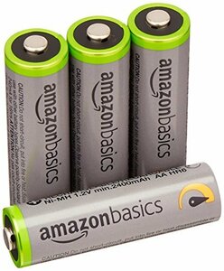 高容量単3形4個パック Amazonベーシック 充電池 高容量充電式ニッケル水素電池単3形4個セット (充電済み、最小容量 24