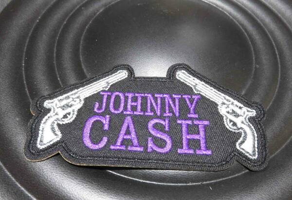 黒紫白■新品JOHNNY CASH ジョン・R・ジョニー・キャッシュ（John R. Johnny　Cashアメリカシンガーソングライターワッペン■音楽　激シブ