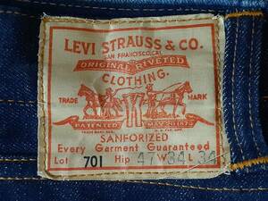 デッド 50s' 701 34×34 リーバイス vintage オリジナル ヴィンテージ XX ビンテージ デニム levi セルビッチ スペシャル