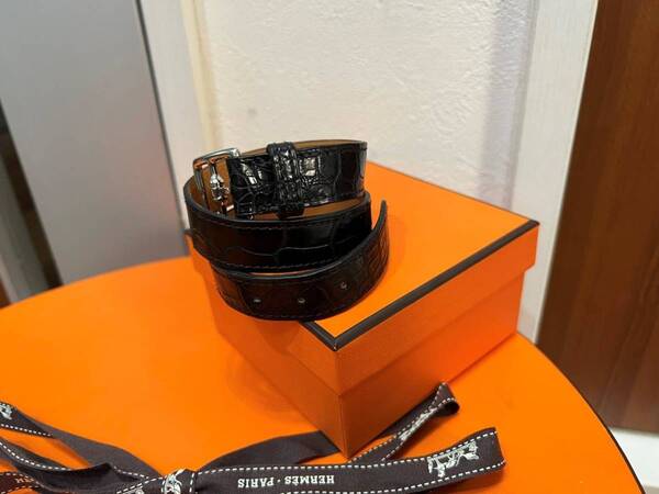 エルメス が誇る 究極の ドゥブルトゥール ブレスレット エトリヴィエール アリゲーター クロコダイル ダブル ブレス バングル 定価45万円