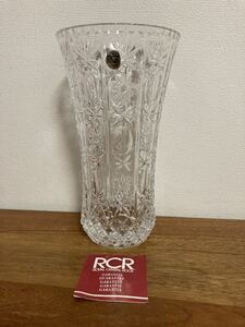 昭和レトロ品　ヴィンテージ　RCR ROYAL CRYSTAL ROCK IMPERO クリスタルガラス製　フラワーベース　花瓶　25 送料無料