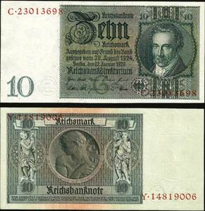 (B-862)　ドイツ　10マルク紙幣　1929年
