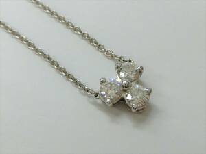 *.-401* Tiffany TIFFANY &Co. Aria diamond 3P necklace pendant platinum PT950 stamp used beautiful goods *