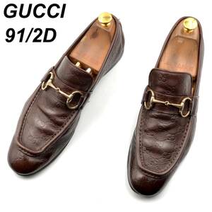 即決 GUCCI グッチ 27.5cmD 9.5 147825 メンズ レザーシューズ ビットローファー 茶 ブラウン 革靴 皮靴 ビジネスシューズ