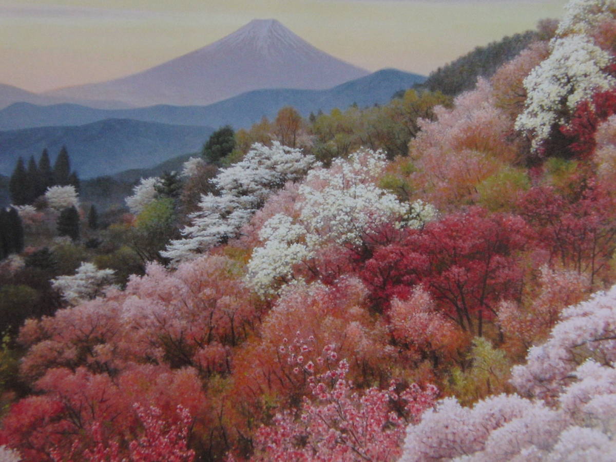 Tsukasa Yamaji, Spring Mountains and Mt. Fuji, A rare framed painting from a collection of paintings for framing, Comes with custom mat and brand new Japanese frame, free shipping, Painting, Oil painting, Nature, Landscape painting