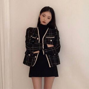 レディース ツイードテーラードジャケット 韓国