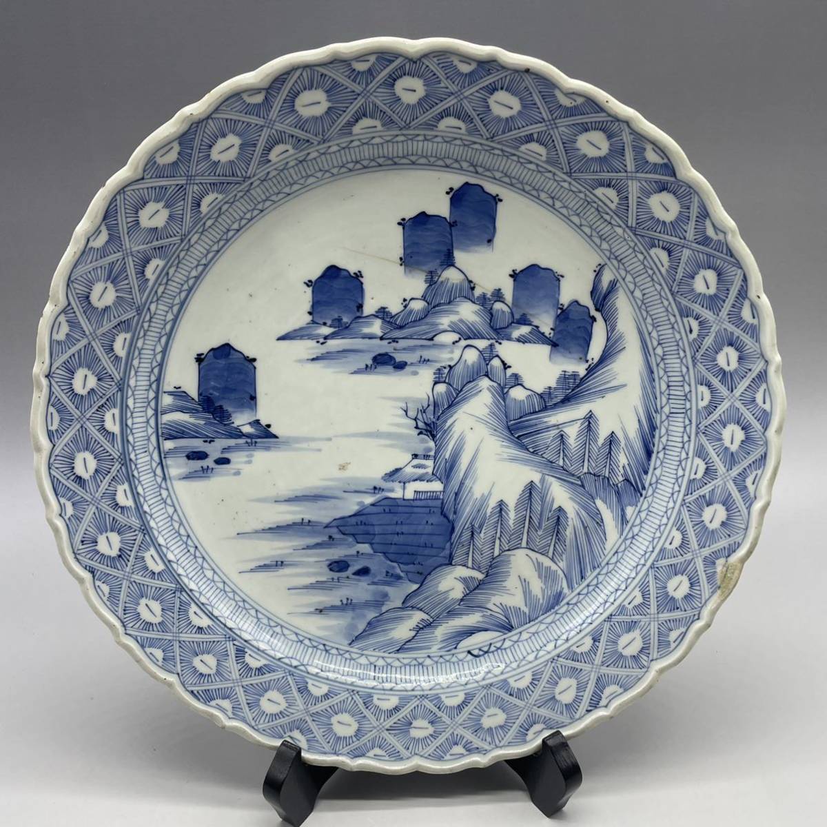 古伊万里 超〜大皿 江戸時代 元禄期 芙蓉手 55センチ時代保証