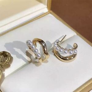  Gold pearl earrings lady's small bead pearl person . pearl wedding Korea accessory new goods 