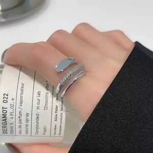  zirconia 3 ream ring ring size free silver ... Korea accessory new goods 